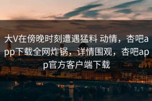 大V在傍晚时刻遭遇猛料 动情，杏吧app下载全网炸锅，详情围观，杏吧app官方客户端下载
