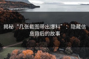揭秘“几张截图带出爆料”：隐藏信息背后的故事