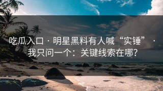 吃瓜入口 · 明星黑料有人喊“实锤” · 我只问一个：关键线索在哪？