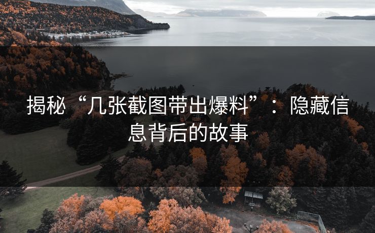 揭秘“几张截图带出爆料”:隐藏信息背后的故事 揭秘“几张截图带出爆料”:隐藏信息背后的故事